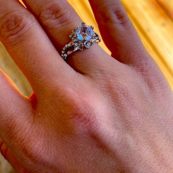 Silver Diamond Engagement Ring - Picture 2 of 3